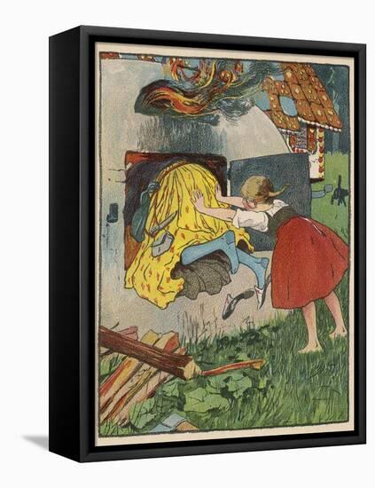 Gretel Seizes Her Opportunity and Pushes the Wicked Witch into the Oven-Willy Planck-Framed Premier Image Canvas