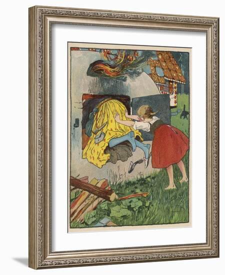 Gretel Seizes Her Opportunity and Pushes the Wicked Witch into the Oven-Willy Planck-Framed Photographic Print