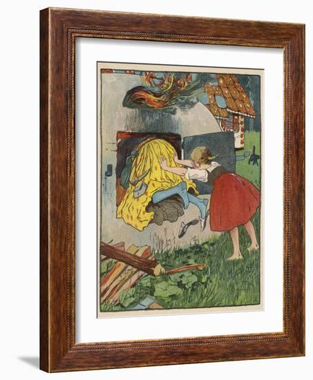 Gretel Seizes Her Opportunity and Pushes the Wicked Witch into the Oven-Willy Planck-Framed Photographic Print