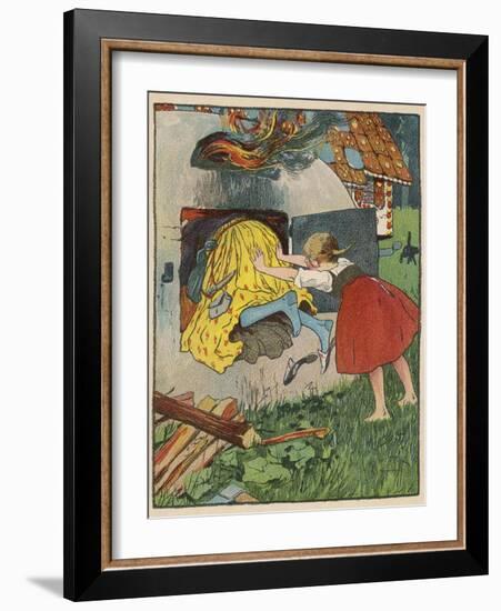 Gretel Seizes Her Opportunity and Pushes the Wicked Witch into the Oven-Willy Planck-Framed Photographic Print