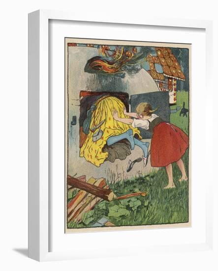 Gretel Seizes Her Opportunity and Pushes the Wicked Witch into the Oven-Willy Planck-Framed Photographic Print