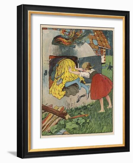 Gretel Seizes Her Opportunity and Pushes the Wicked Witch into the Oven-Willy Planck-Framed Photographic Print