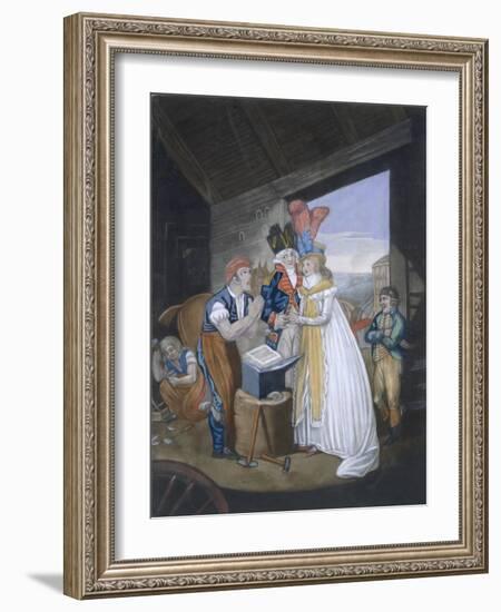 Gretna Green, or the Red-Hot Marriage, Pub. by Aurrie and Whittle, 1794 (Coloured Engraving)-English-Framed Giclee Print