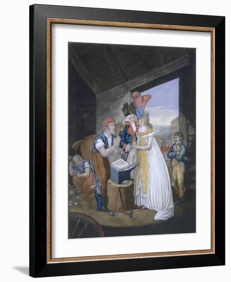 Gretna Green, or the Red-Hot Marriage, Pub. by Aurrie and Whittle, 1794 (Coloured Engraving)-English-Framed Giclee Print