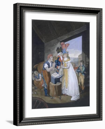 Gretna Green, or the Red-Hot Marriage, Pub. by Aurrie and Whittle, 1794 (Coloured Engraving)-English-Framed Giclee Print