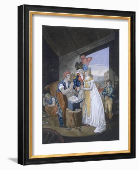 Gretna Green, or the Red-Hot Marriage, Pub. by Aurrie and Whittle, 1794 (Coloured Engraving)-English-Framed Giclee Print