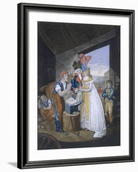 Gretna Green, or the Red-Hot Marriage, Pub. by Aurrie and Whittle, 1794 (Coloured Engraving)-English-Framed Giclee Print