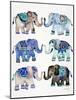 Grey and Blue Elephants-Cat Coquillette-Mounted Art Print