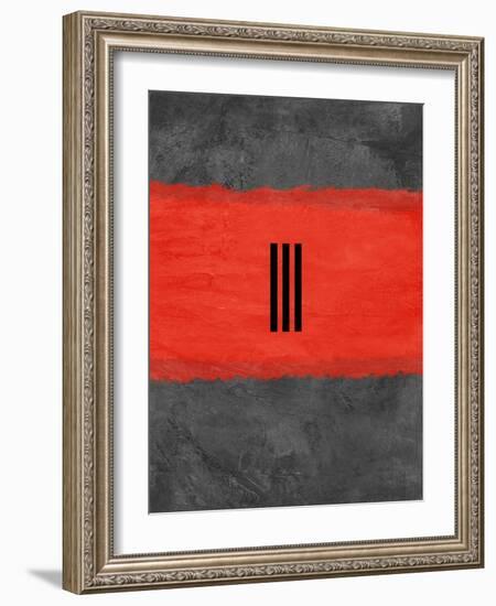 Grey and Red Abstract 1-NaxArt-Framed Art Print
