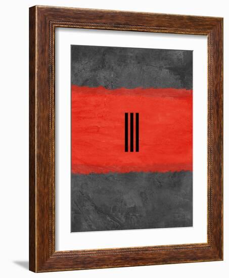 Grey and Red Abstract 1-NaxArt-Framed Art Print