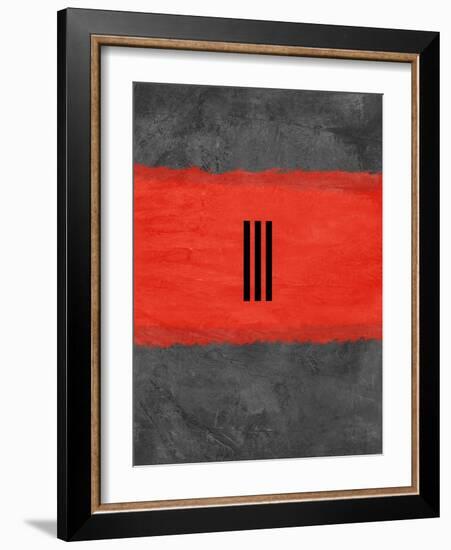 Grey and Red Abstract 1-NaxArt-Framed Art Print