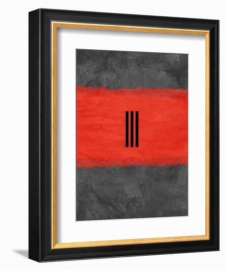 Grey and Red Abstract 1-NaxArt-Framed Art Print