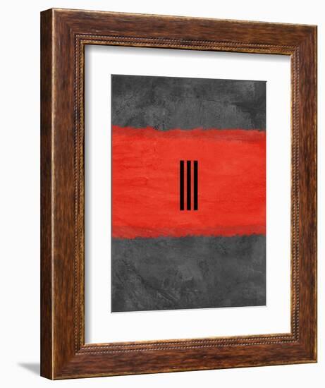 Grey and Red Abstract 1-NaxArt-Framed Art Print