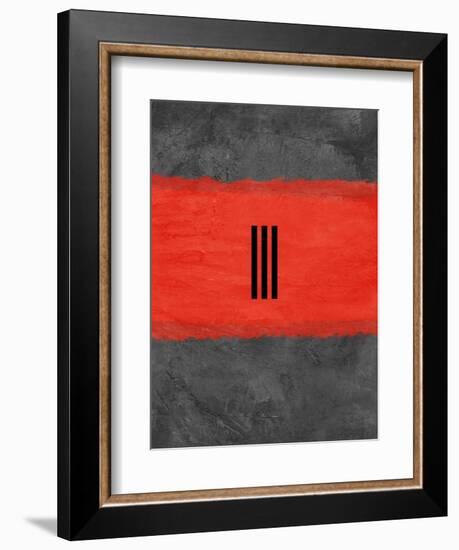 Grey and Red Abstract 1-NaxArt-Framed Art Print