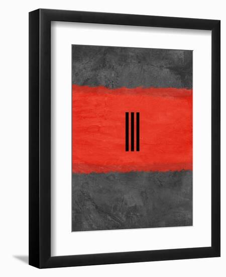 Grey and Red Abstract 1-NaxArt-Framed Art Print