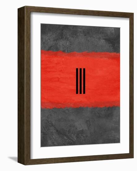 Grey and Red Abstract 1-NaxArt-Framed Art Print