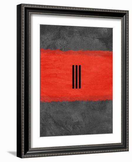 Grey and Red Abstract 1-NaxArt-Framed Art Print