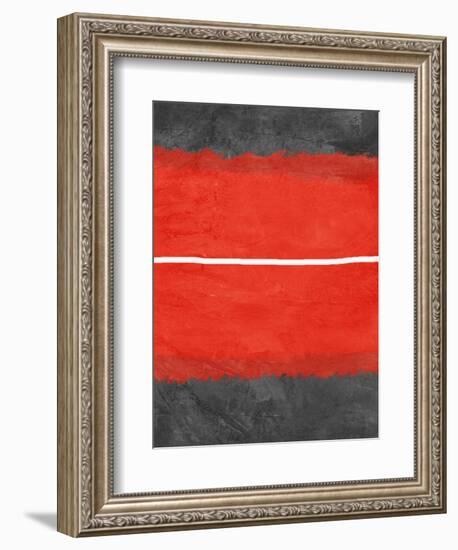 Grey and Red Abstract 2-NaxArt-Framed Art Print