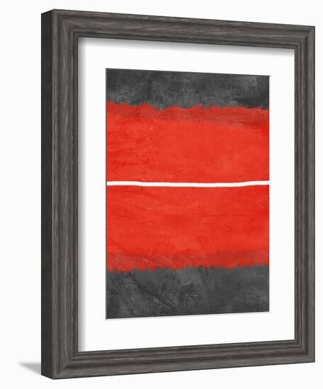 Grey and Red Abstract 2-NaxArt-Framed Art Print