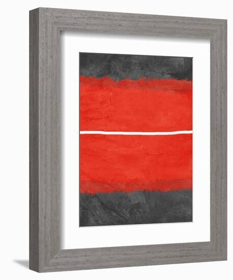 Grey and Red Abstract 2-NaxArt-Framed Art Print