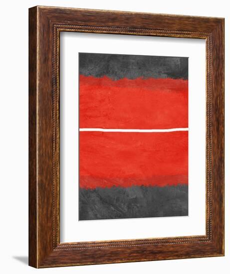 Grey and Red Abstract 2-NaxArt-Framed Art Print