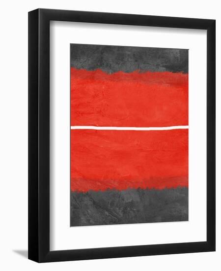 Grey and Red Abstract 2-NaxArt-Framed Art Print