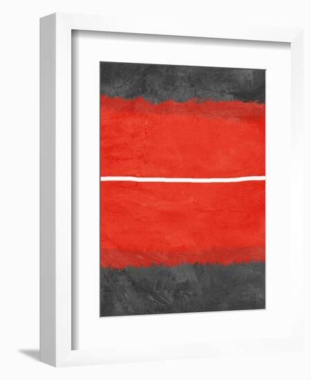 Grey and Red Abstract 2-NaxArt-Framed Art Print