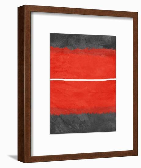 Grey and Red Abstract 2-NaxArt-Framed Art Print