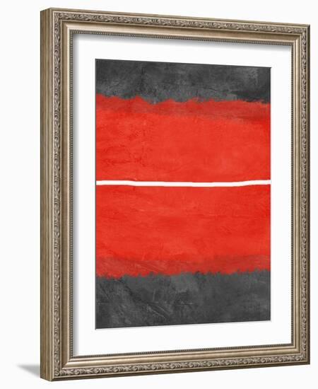 Grey and Red Abstract 2-NaxArt-Framed Art Print