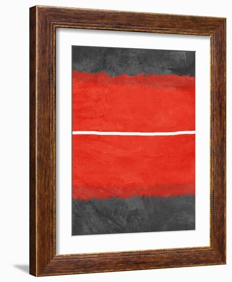 Grey and Red Abstract 2-NaxArt-Framed Art Print