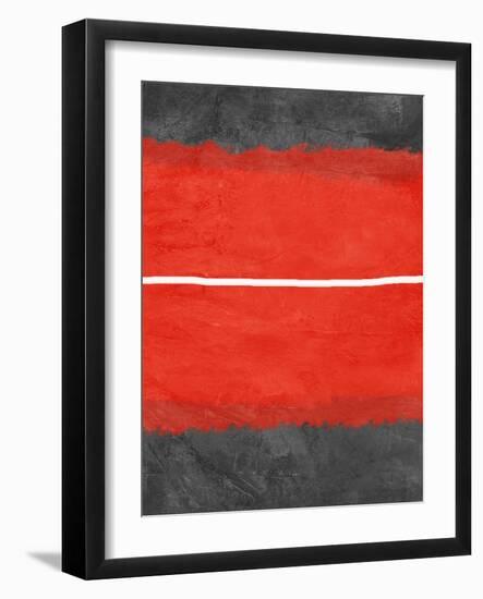 Grey and Red Abstract 2-NaxArt-Framed Art Print