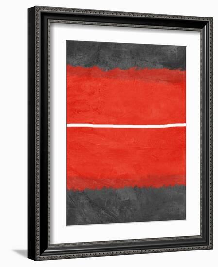 Grey and Red Abstract 2-NaxArt-Framed Art Print