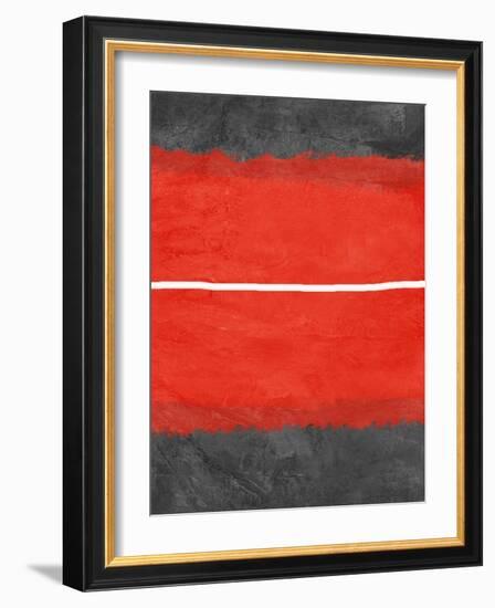 Grey and Red Abstract 2-NaxArt-Framed Art Print