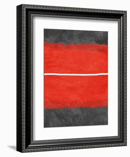 Grey and Red Abstract 2-NaxArt-Framed Art Print