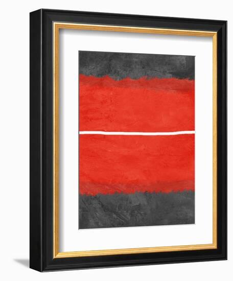 Grey and Red Abstract 2-NaxArt-Framed Art Print