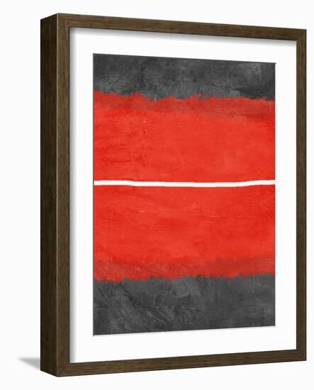 Grey and Red Abstract 2-NaxArt-Framed Art Print