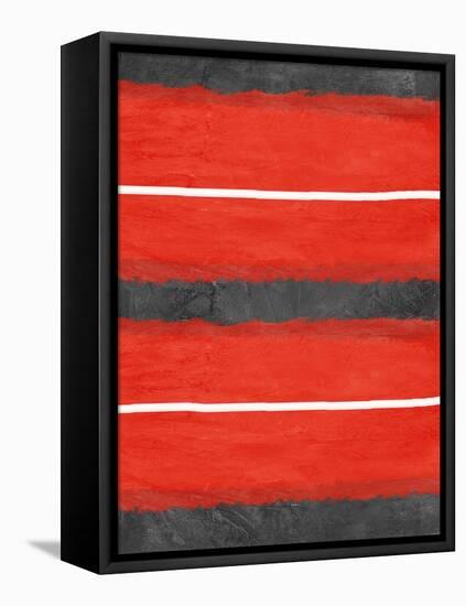 Grey and Red Abstract 3-NaxArt-Framed Stretched Canvas