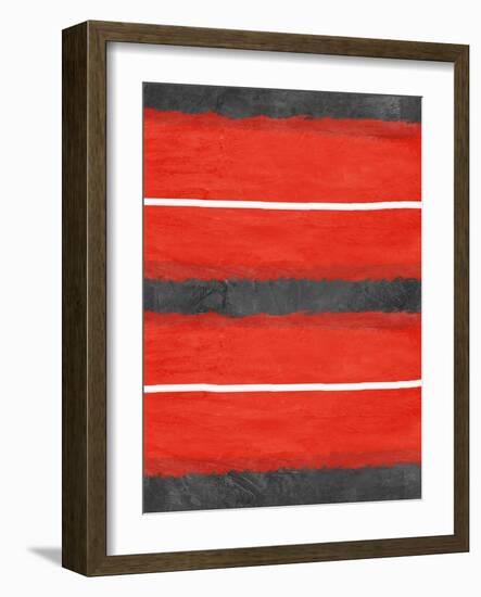 Grey and Red Abstract 3-NaxArt-Framed Art Print