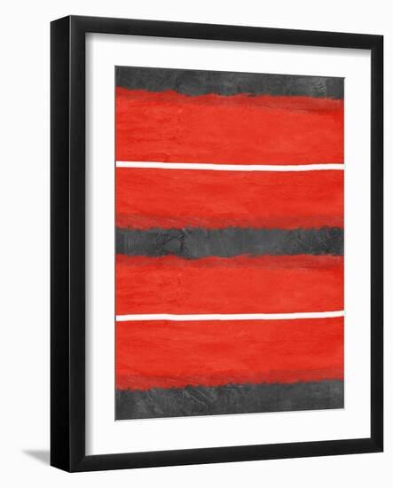 Grey and Red Abstract 3-NaxArt-Framed Art Print