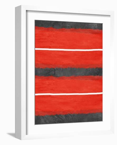 Grey and Red Abstract 3-NaxArt-Framed Art Print