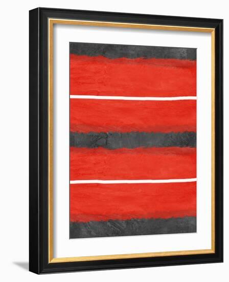 Grey and Red Abstract 3-NaxArt-Framed Art Print