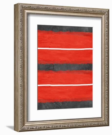 Grey and Red Abstract 3-NaxArt-Framed Art Print