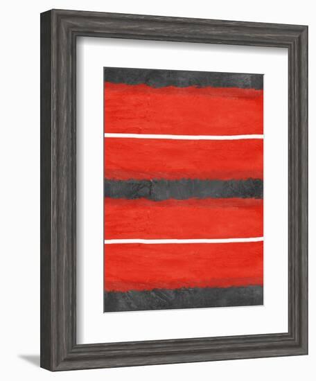 Grey and Red Abstract 3-NaxArt-Framed Art Print