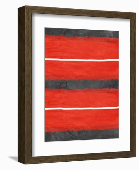 Grey and Red Abstract 3-NaxArt-Framed Art Print