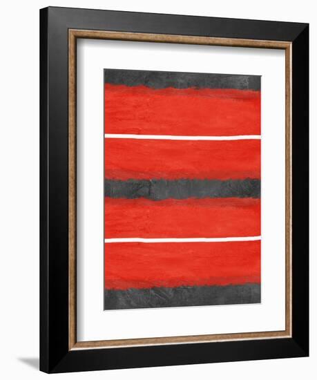 Grey and Red Abstract 3-NaxArt-Framed Art Print