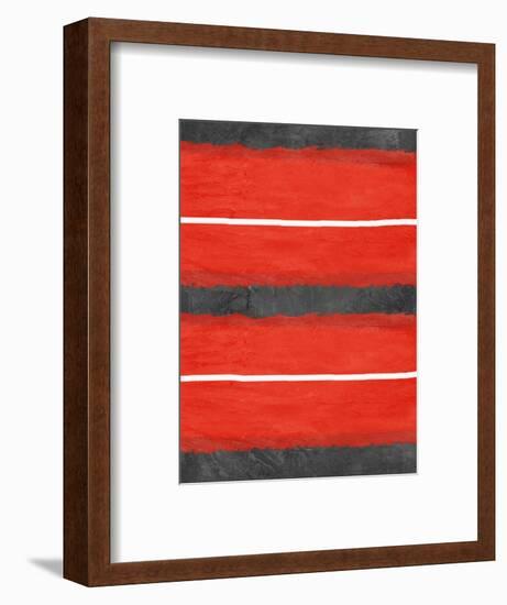 Grey and Red Abstract 3-NaxArt-Framed Art Print