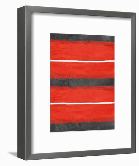 Grey and Red Abstract 3-NaxArt-Framed Art Print