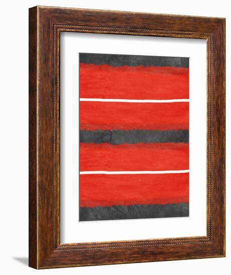 Grey and Red Abstract 3-NaxArt-Framed Art Print