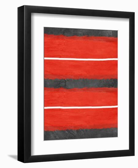 Grey and Red Abstract 3-NaxArt-Framed Art Print