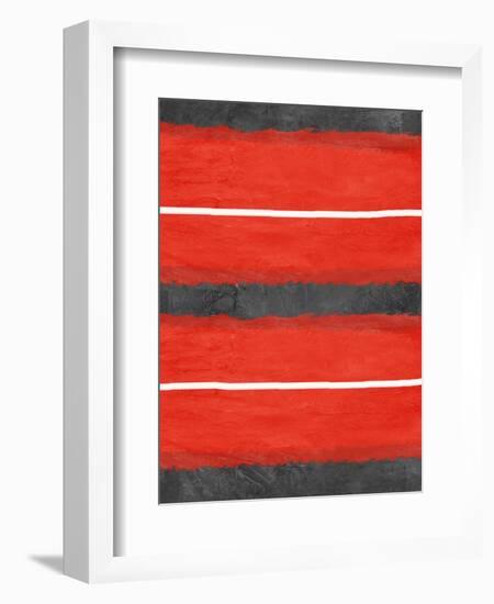 Grey and Red Abstract 3-NaxArt-Framed Art Print